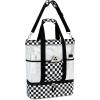 imageBluboon Mesh Beach Tote Bag with Cooler Compartment Insulated Detachable Picnic Bag with Zipper and Pocket Pool Bag for WomenAblack and White Grid