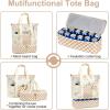 imageBluboon Mesh Beach Tote Bag with Cooler Compartment Insulated Detachable Picnic Bag with Zipper and Pocket Pool Bag for WomenAbrown White Grid