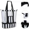 imageBluboon Mesh Beach Tote Bag with Cooler Compartment Insulated Detachable Picnic Bag with Zipper and Pocket Pool Bag for WomenBlack