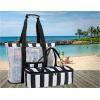 imageBluboon Mesh Beach Tote Bag with Cooler Compartment Insulated Detachable Picnic Bag with Zipper and Pocket Pool Bag for WomenBlack