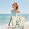 imageBluboon Mesh Beach Tote Bag with Cooler Compartment Insulated Detachable Picnic Bag with Zipper and Pocket Pool Bag for WomenBlack Floral Beige