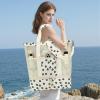 imageBluboon Mesh Beach Tote Bag with Cooler Compartment Insulated Detachable Picnic Bag with Zipper and Pocket Pool Bag for WomenBlack Floral Beige