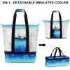 imageBluboon Mesh Beach Tote Bag with Cooler Compartment Insulated Detachable Picnic Bag with Zipper and Pocket Pool Bag for WomenDark Blue Turtle