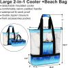 imageBluboon Mesh Beach Tote Bag with Cooler Compartment Insulated Detachable Picnic Bag with Zipper and Pocket Pool Bag for WomenDark Blue Turtle