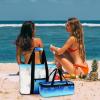 imageBluboon Mesh Beach Tote Bag with Cooler Compartment Insulated Detachable Picnic Bag with Zipper and Pocket Pool Bag for WomenDark Blue Turtle