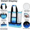 imageBluboon Mesh Beach Tote Bag with Cooler Compartment Insulated Detachable Picnic Bag with Zipper and Pocket Pool Bag for WomenDark Blue Turtle