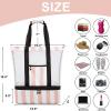 imageBluboon Mesh Beach Tote Bag with Cooler Compartment Insulated Detachable Picnic Bag with Zipper and Pocket Pool Bag for WomenPink