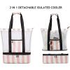 imageBluboon Mesh Beach Tote Bag with Cooler Compartment Insulated Detachable Picnic Bag with Zipper and Pocket Pool Bag for WomenPink