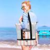 imageBluboon Mesh Beach Tote Bag with Cooler Compartment Insulated Detachable Picnic Bag with Zipper and Pocket Pool Bag for WomenPink