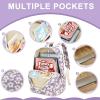 imageBluboon School Backpack Teens Girls Boys Kids School Book Bags with Lunch Box Pencil BagBeige Floral  Purple Base