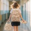 imageBluboon School Backpack Teens Girls Boys Kids School Book Bags with Lunch Box Pencil BagBeige Flower Brown Base