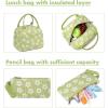 imageBluboon School Backpack Teens Girls Boys Kids School Book Bags with Lunch Box Pencil BagBeige Small Flower 95