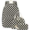 imageBluboon School Backpack Teens Girls Boys Kids School Book Bags with Lunch Box Pencil BagCorduroy Black Checkered 1
