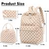 imageBluboon School Backpack Teens Girls Boys Kids School Book Bags with Lunch Box Pencil BagCorduroy Checkered Brown