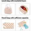 imageBluboon School Backpack Teens Girls Boys Kids School Book Bags with Lunch Box Pencil BagCorduroy Checkered Brown
