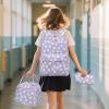 imageBluboon School Backpack Teens Girls Boys Kids School Book Bags with Lunch Box Pencil BagFlower 95 Purple