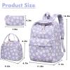imageBluboon School Backpack Teens Girls Boys Kids School Book Bags with Lunch Box Pencil BagFlower 95 Purple