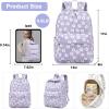 imageBluboon School Backpack Teens Girls Boys Kids School Book Bags with Lunch Box Pencil BagFlower 95 Purple