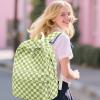 imageBluboon School Backpack Teens Girls Boys Kids School Book Bags with Lunch Box Pencil BagGreen and White Grid