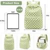 imageBluboon School Backpack Teens Girls Boys Kids School Book Bags with Lunch Box Pencil BagGreen and White Grid