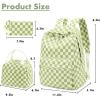 imageBluboon School Backpack Teens Girls Boys Kids School Book Bags with Lunch Box Pencil BagGreen and White Grid