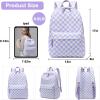 imageBluboon School Backpack Teens Girls Boys Kids School Book Bags with Lunch Box Pencil BagPurple and White Checkered