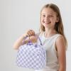imageBluboon School Backpack Teens Girls Boys Kids School Book Bags with Lunch Box Pencil BagPurple and White Checkered