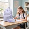 imageBluboon School Backpack Teens Girls Boys Kids School Book Bags with Lunch Box Pencil BagPurple and White Checkered