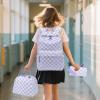 imageBluboon School Backpack Teens Girls Boys Kids School Book Bags with Lunch Box Pencil BagPurple and White Checkered