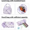 imageBluboon School Backpack Teens Girls Boys Kids School Book Bags with Lunch Box Pencil BagPurplelove
