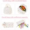 imageBluboon Teen Girls School Backpack Kids Bookbag Set with Lunch Box Pencil Case Travel Laptop Backpack Casual Daypacks Marble PinkBlueBeige Bow Tie
