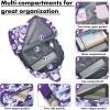 imageBluboon Teen Girls School Backpack Kids Bookbag Set with Lunch Box Pencil Case Travel Laptop Backpack Casual Daypacks Marble PinkBlueCamo Purple