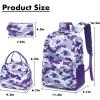 imageBluboon Teen Girls School Backpack Kids Bookbag Set with Lunch Box Pencil Case Travel Laptop Backpack Casual Daypacks Marble PinkBlueCamo Purple
