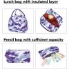 imageBluboon Teen Girls School Backpack Kids Bookbag Set with Lunch Box Pencil Case Travel Laptop Backpack Casual Daypacks Marble PinkBlueCamo Purple