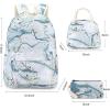 imageBluboon Teen Girls School Backpack Kids Bookbag Set with Lunch Box Pencil Case Travel Laptop Backpack Casual Daypacks Marble PinkBlueGray