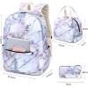 imageBluboon Teen Girls School Backpack Kids Bookbag Set with Lunch Box Pencil Case Travel Laptop Backpack Casual Daypacks Marble PinkBlueMarble