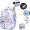 imageBluboon Teen Girls School Backpack Kids Bookbag Set with Lunch Box Pencil Case Travel Laptop Backpack Casual Daypacks Marble PinkBlueMarble