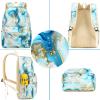 imageBluboon Teen Girls School Backpack Kids Bookbag Set with Lunch Box Pencil Case Travel Laptop Backpack Casual Daypacks Marble PinkBluePebbleblue White