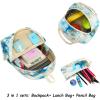 imageBluboon Teen Girls School Backpack Kids Bookbag Set with Lunch Box Pencil Case Travel Laptop Backpack Casual Daypacks Marble PinkBluePebbleblue White