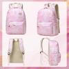 imageBluboon Teen Girls School Backpack Kids Bookbag Set with Lunch Box Pencil Case Travel Laptop Backpack Casual Daypacks Marble PinkBluePink