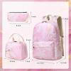 imageBluboon Teen Girls School Backpack Kids Bookbag Set with Lunch Box Pencil Case Travel Laptop Backpack Casual Daypacks Marble PinkBluePink