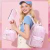 imageBluboon Teen Girls School Backpack Kids Bookbag Set with Lunch Box Pencil Case Travel Laptop Backpack Casual Daypacks Marble PinkBluePink