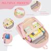 imageBluboon Teen Girls School Backpack Kids Bookbag Set with Lunch Box Pencil Case Travel Laptop Backpack Casual Daypacks Marble PinkBluePink Set 3