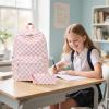 imageBluboon Teen Girls School Backpack Kids Bookbag Set with Lunch Box Pencil Case Travel Laptop Backpack Casual Daypacks Marble PinkBluePink White Checkered