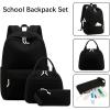 imageBluboon Teens Backpack Set Girls School Backpack Lunch Box Pencil Bags Student Bookbags 3 in 1Black