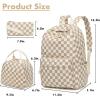 imageBluboon Teens Backpack Set Girls School Backpack Lunch Box Pencil Bags Student Bookbags 3 in 1Brown White Gird 2