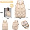 imageBluboon Teens Backpack Set Girls School Backpack Lunch Box Pencil Bags Student Bookbags 3 in 1Brown White Gird