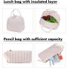 imageBluboon Teens Backpack Set Girls School Backpack Lunch Box Pencil Bags Student Bookbags 3 in 1Brown White Stripe