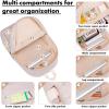 imageBluboon Teens Backpack Set Girls School Backpack Lunch Box Pencil Bags Student Bookbags 3 in 1Brown White Stripe