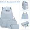imageBluboon Teens Backpack Set Girls School Backpack Lunch Box Pencil Bags Student Bookbags 3 in 1Grey3 Sets